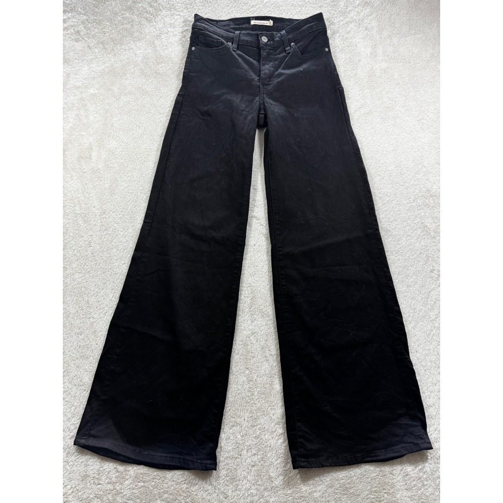 Levi's Womens 318 Shaping Wide Leg Stretch Black Denim Jeans 26 Meas: 26x31.5